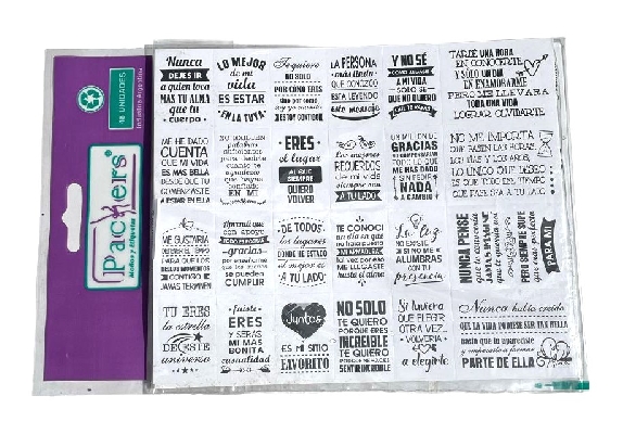 ETIQUETAS ADHESIVAS FRASES DE AMOR x 48 u.